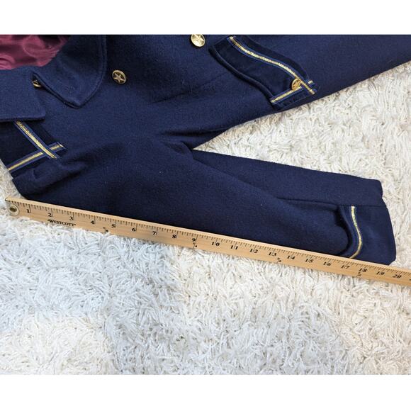 Vintage Wool Double-Breasted Nautical Theme Kids Peacoat with Hat Navy Blue L - Picture 4 of 16